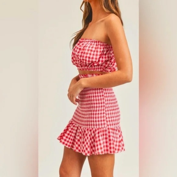 NWT ANTHROPOLOIGIE  MABLE GINGHAM SMOCKED SKIRT SET Small - Picture 3 of 8